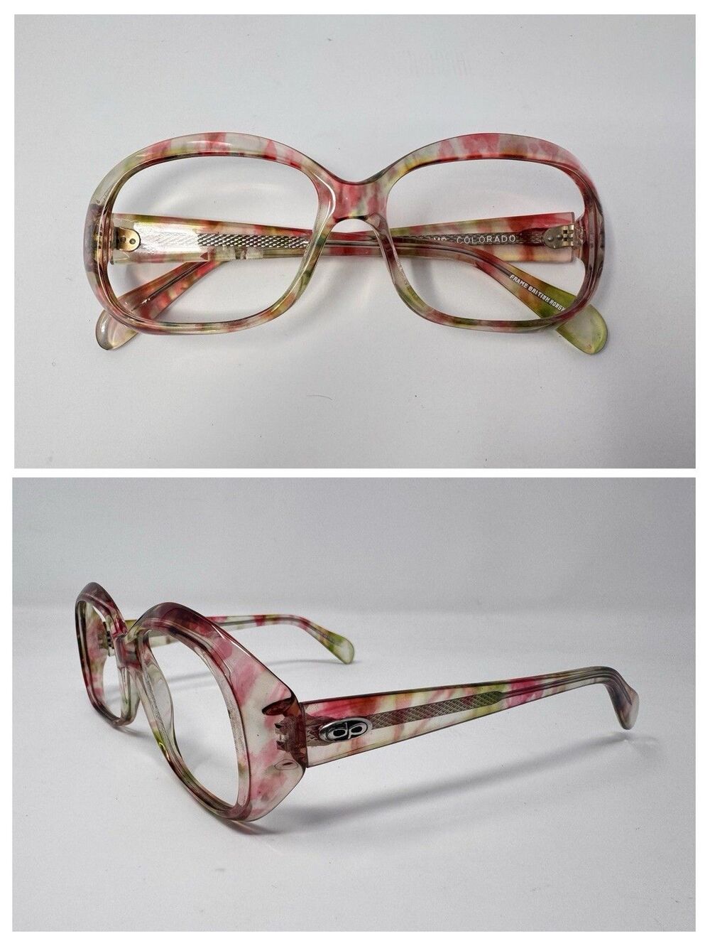 Vintage Confetti Acetate Eyeglass Frames Only 50-17-135 British Hong Kong NOS B